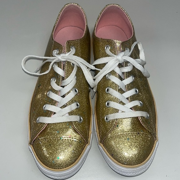 Converse All Star gold w/ sparkles lop top sneakers size 5 Junior’s- unisex - Picture 1 of 13